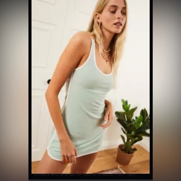 URBAN Outfitters terry -cloth style tank summer mini dress in pale green. - Picture 2 of 13